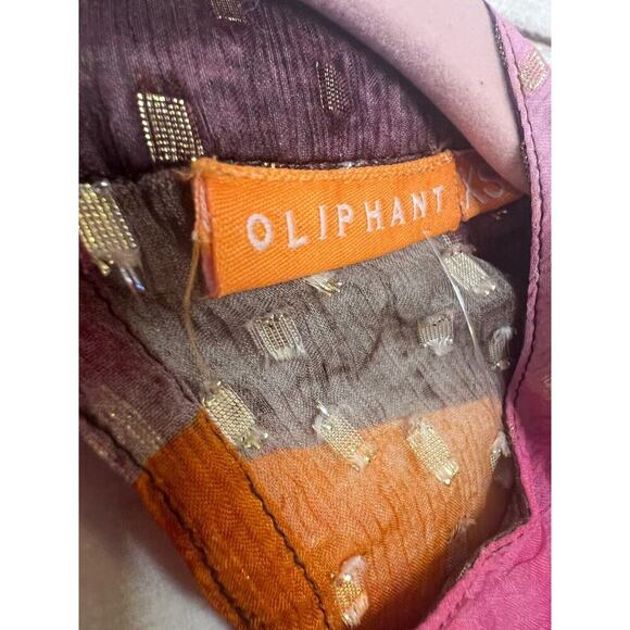 Oliphant Women’s Hi Neck Smocked Sleeve Blouse Metallic Gold Lurex XS - Picture 3 of 6